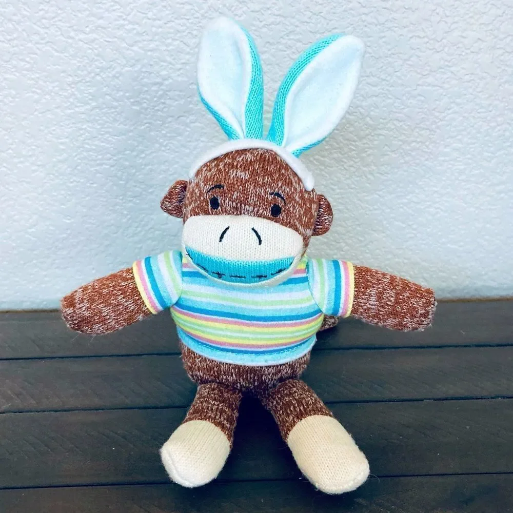 Sock Monkey Easter Plush Stuffed Animal Toy